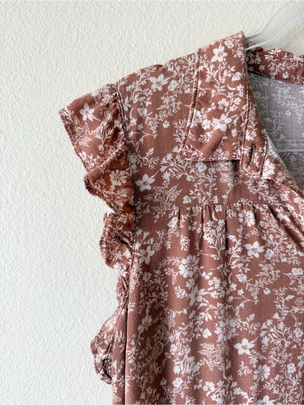 Lucky Brand Boho Floral Tiered Button Front Mini Dress Rayon - Picture 4 of 13